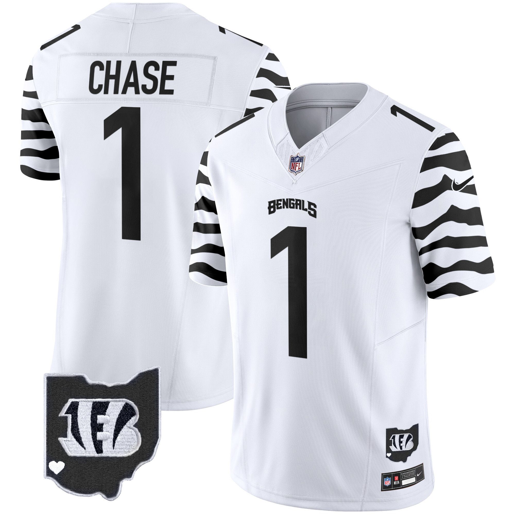 Men Cincinnati Bengals #1 Chase White 2024 Nike Stripes Vapor Limited NFL Jersey->indianapolis colts->NFL Jersey